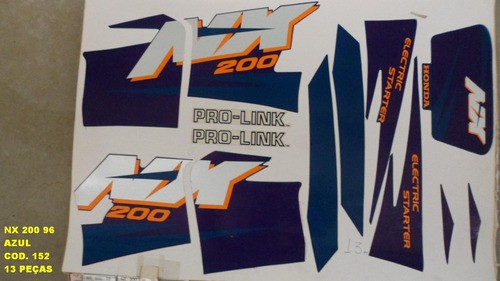 Faixas Nx 200 96 - Moto Cor Azul (152 - Kit Adesivos)