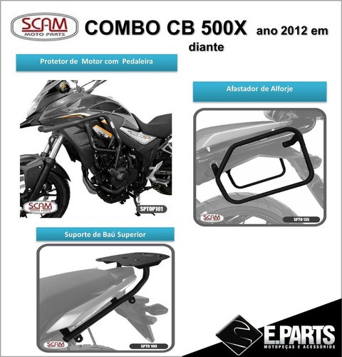 Kit Cb 500x Protetor Motor Bagageiro Afastador Alforge Scam