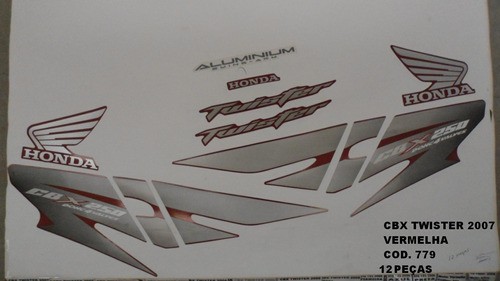 Kit De Adesivos Cbx 250 Twister 07 - Moto Cor Vermelha - 779