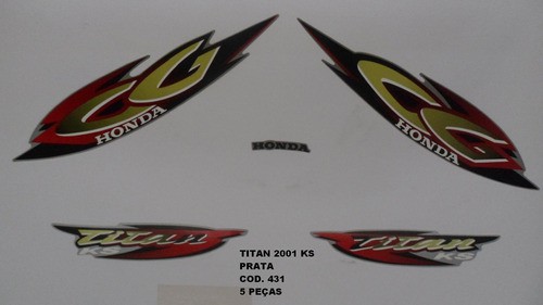 Kit De Adesivos Cg 125 Titan Ks 01 - Moto Cor Prata - 431