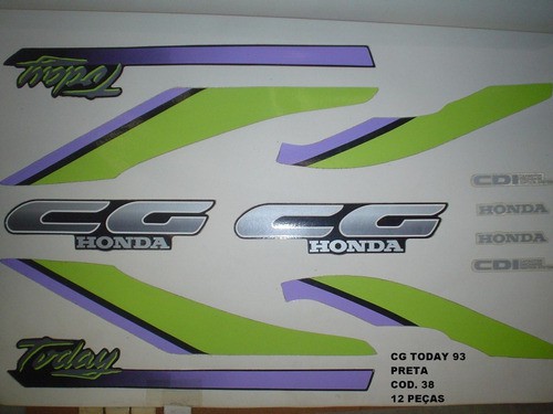 Kit De Adesivos Cg 125 Today 93 - Moto Cor Preta 38