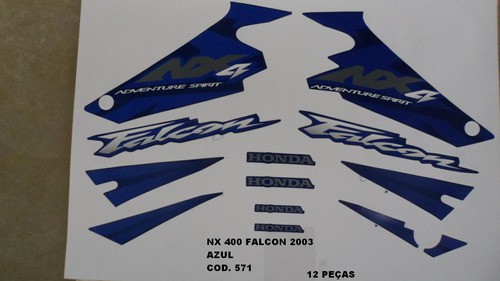 Kit De Adesivos Nx 400 Falcon 03 - Moto Cor Azul 571