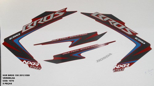 Kit De Adesivos Nxr 150 Bros Esd 12 Moto Cor Vermelha - 1070