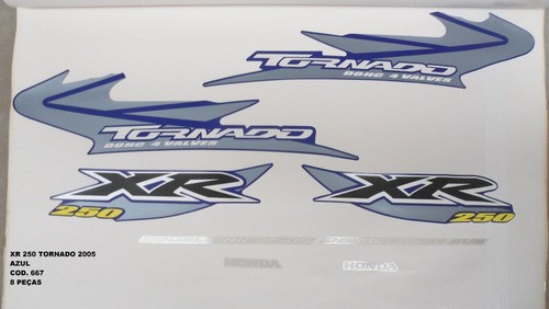 Kit De Adesivos Xr 250 Tornado 05 - Moto Cor Azul 667