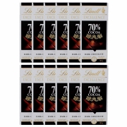 Kit 12x Barra de chocolate Lindt 70% Amargo 100g Dark