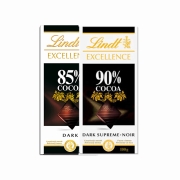 Kit 2x Barra de chocolate Lindt Excellence 85% e 90% Amargo 100g Dark
