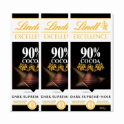 Kit 3x Barra de chocolate Lindt Excellence 90% Amargo 100g Dark