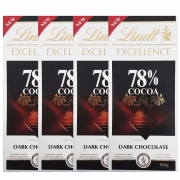 Kit 4x Barra de chocolate Lindt 78% Amargo 100g Dark