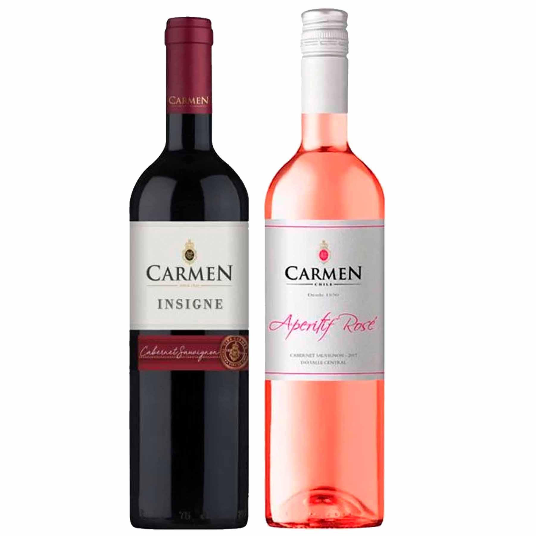 Kit 2 Vinhos Chilenos Carmen Insigne Rosé de Cabernet Sauvignon e tinto Cabernet Sauvignon