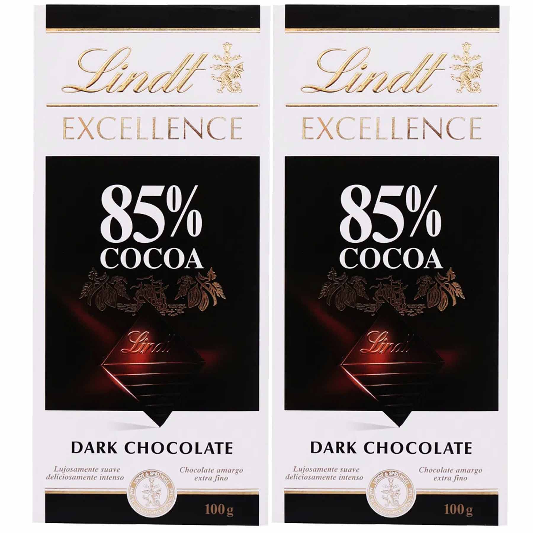 Kit 2x Barra de chocolate Lindt 85% Amargo 100g Dark