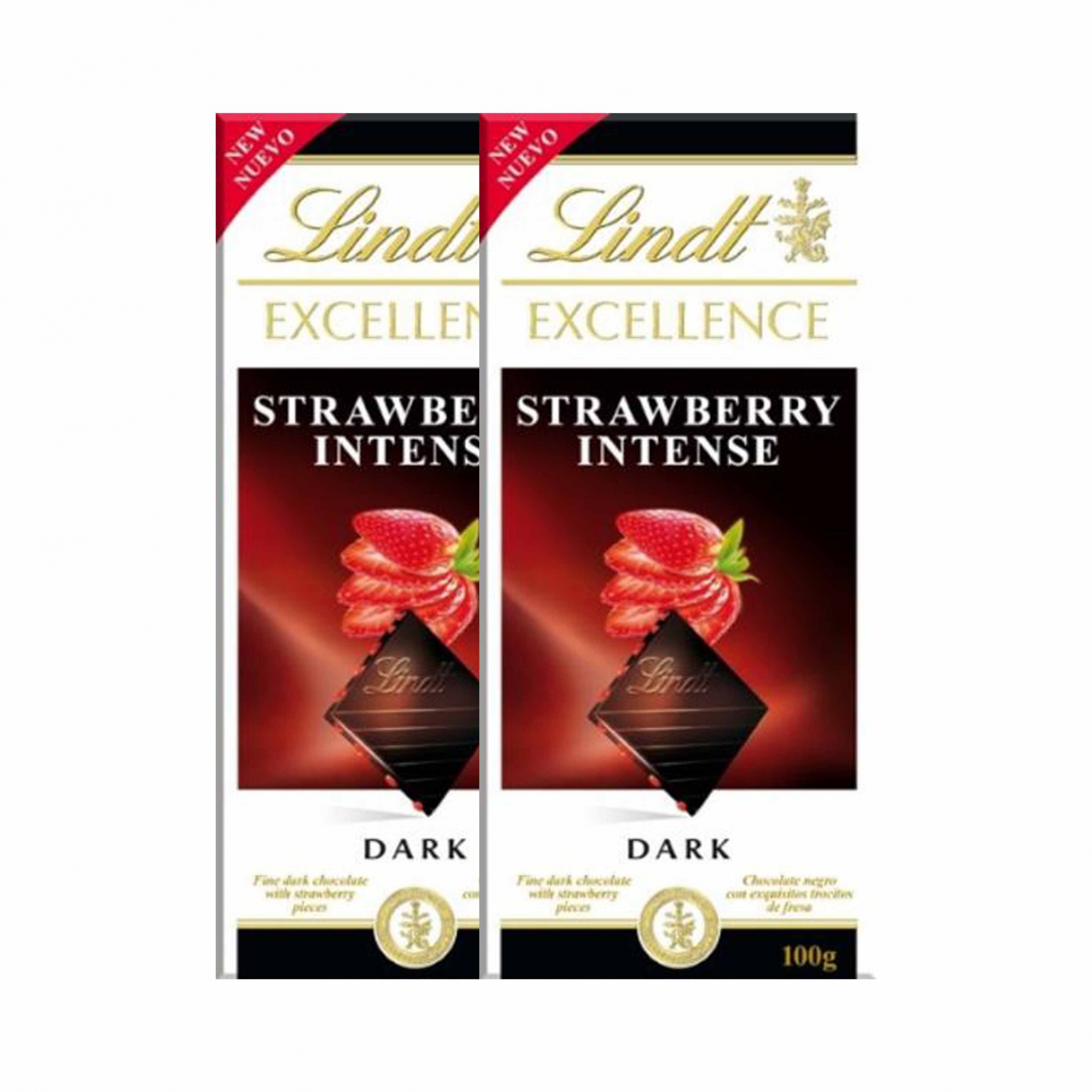 Kit 2x Barra de Chocolate Lindt Excellence Strawberry Intense 100g Dark
