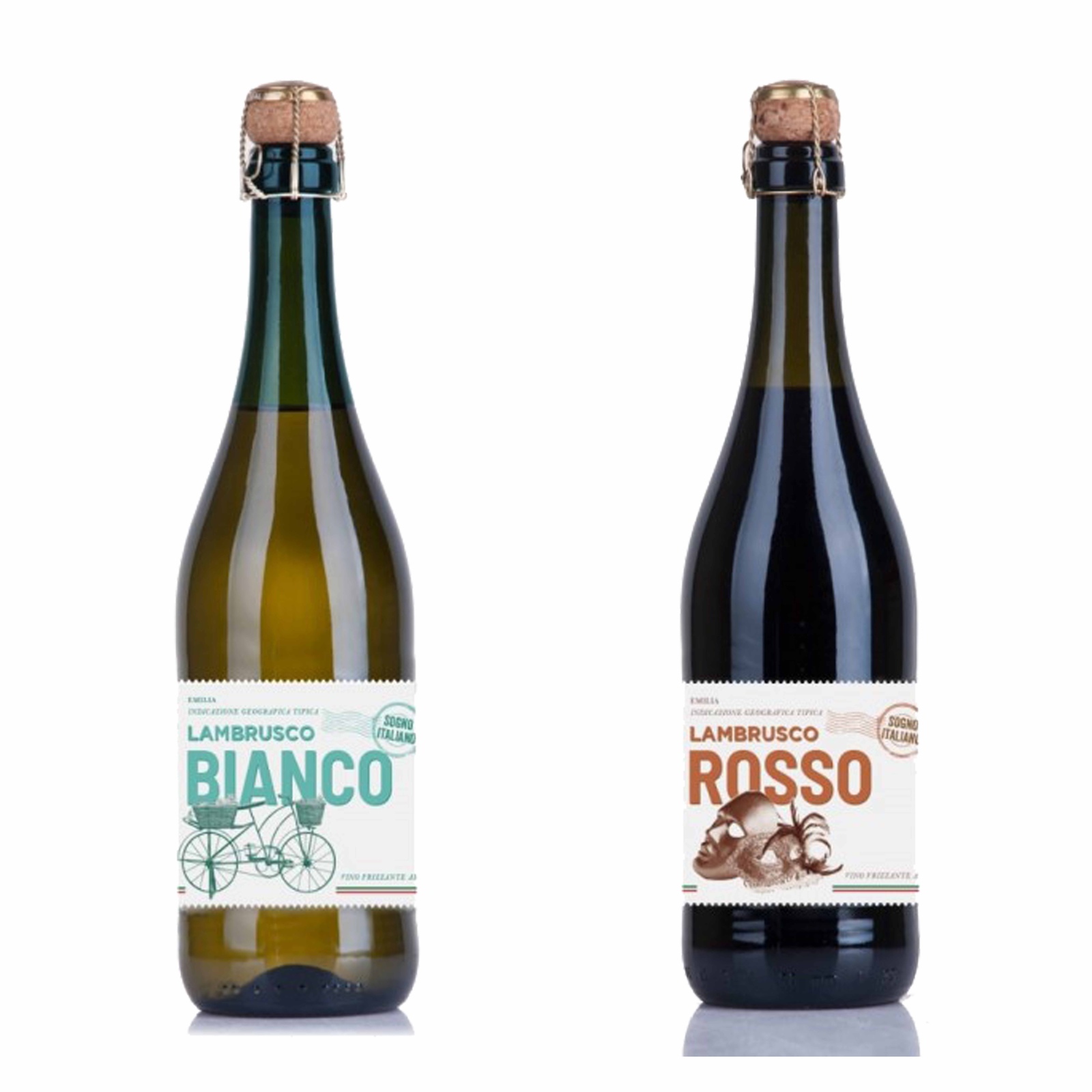 Kit 2x Vinho Branco e Tinto Italiano Frisante Bianco e Rosso Sogno Lambrusco 750ml