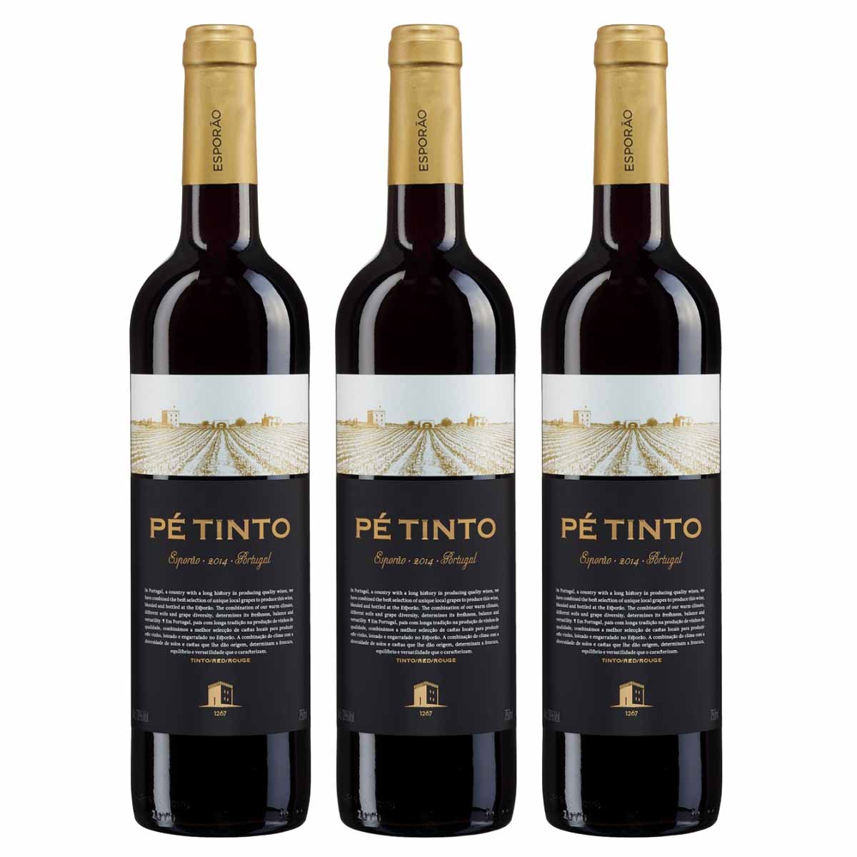 Kit 3 Vinhos Portugueses Tinto Esporão Pé Tinto 750ml