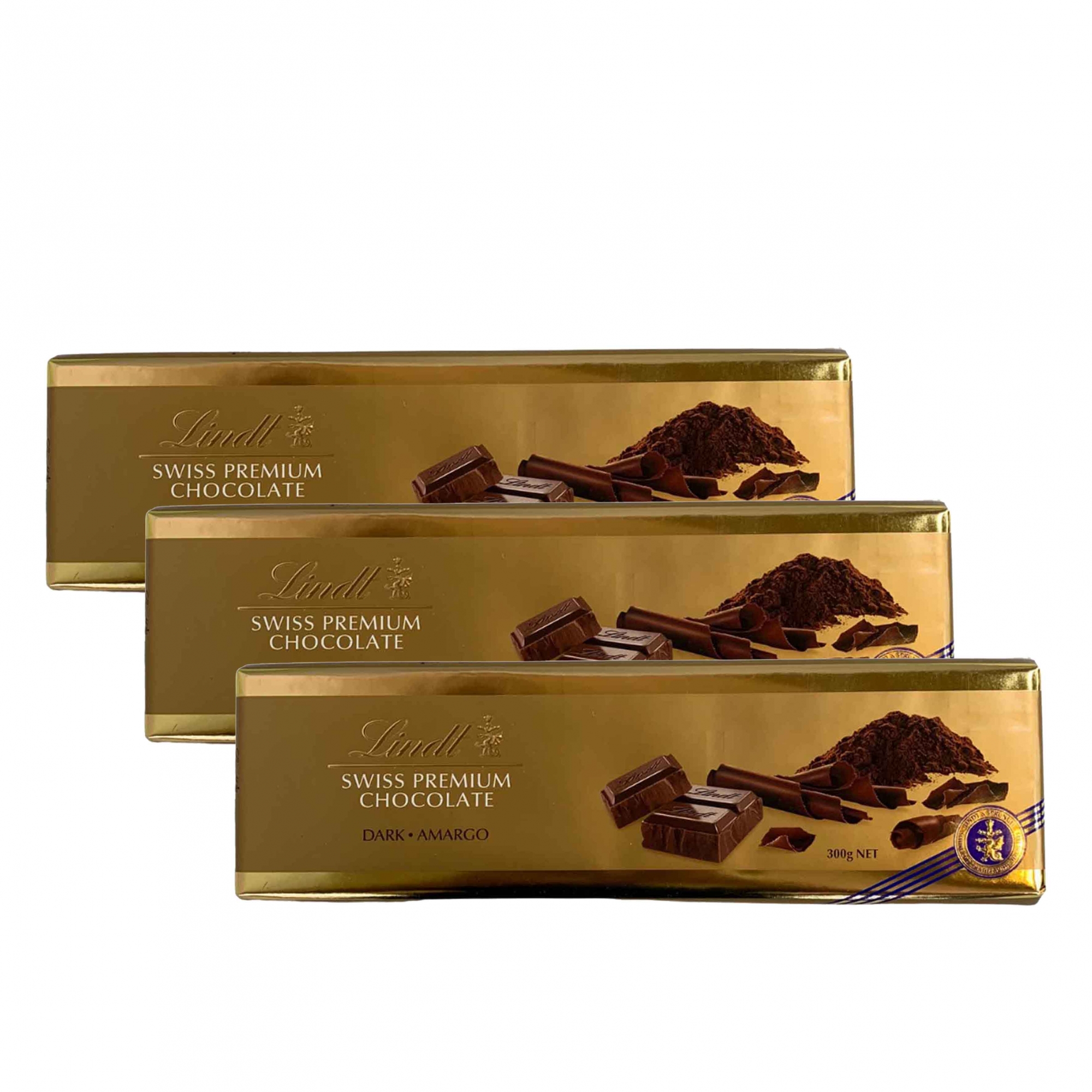 Kit 3x Chocolate Lindt Gold Bar Dark (Meio Amargo) 300g