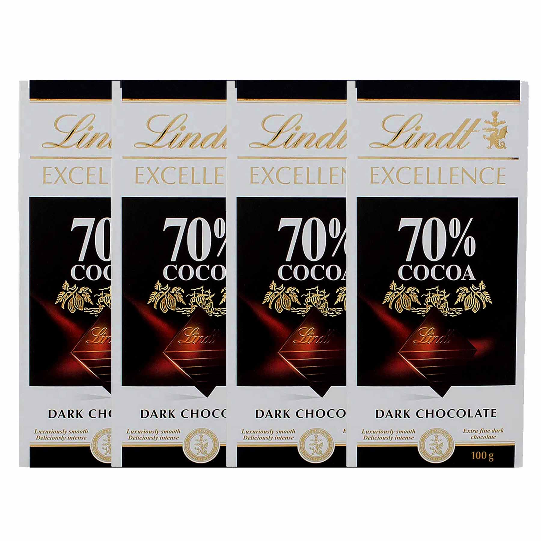 Kit 4x Barra de chocolate Lindt 70% Amargo 100g Dark