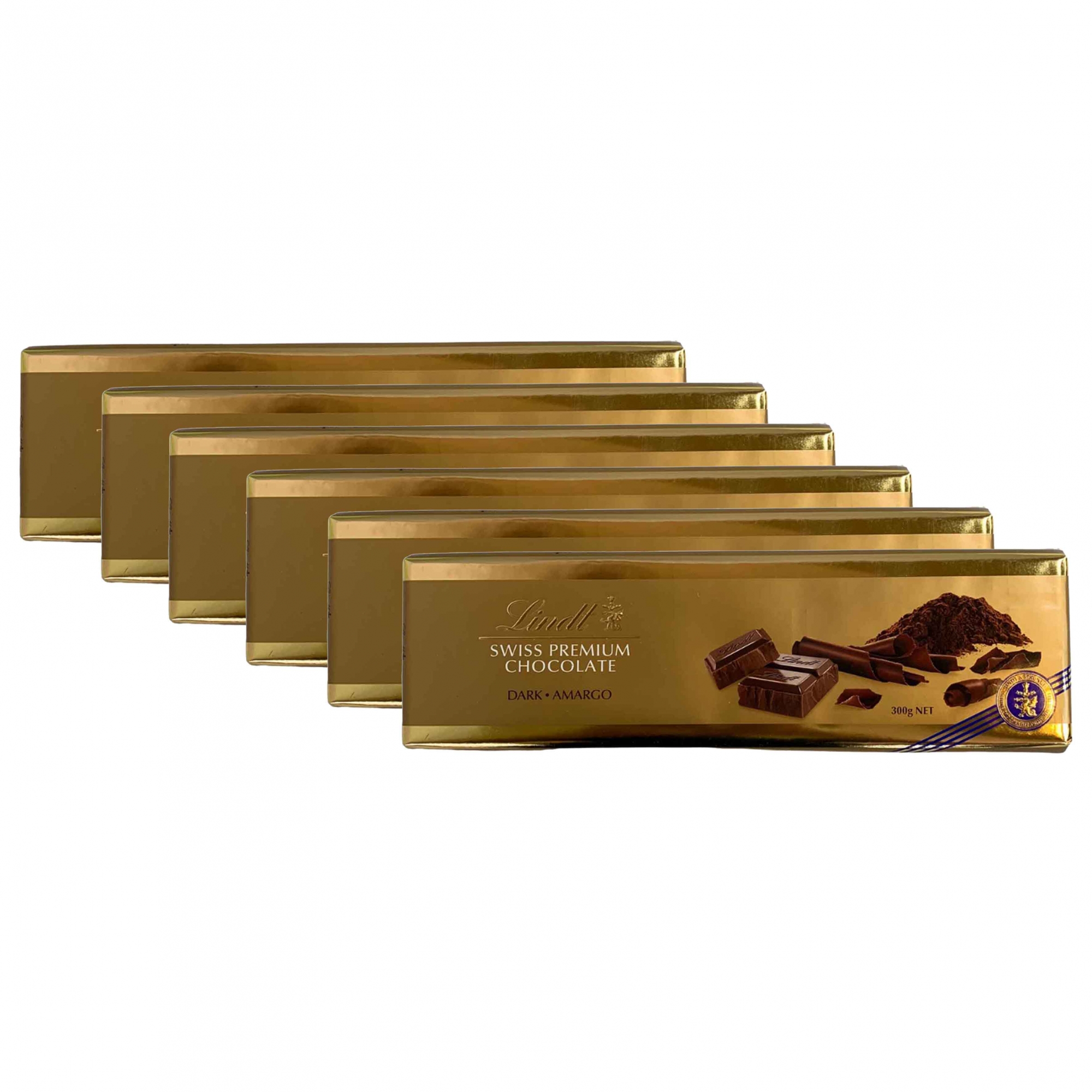 Kit 6x Chocolate Lindt Gold Bar Dark (Meio Amargo) 300g