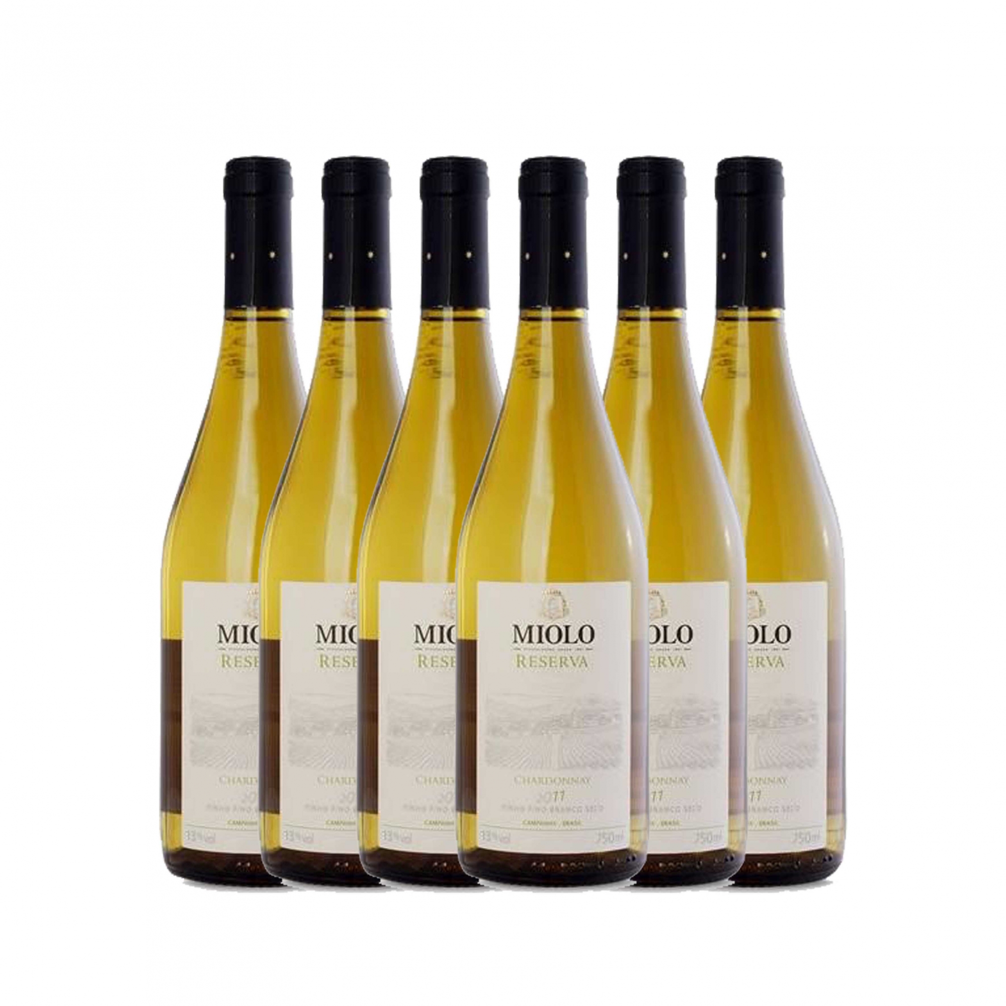 Kit 6x Vinho Branco Brasileiro Miolo Reserva Chardonnay 2017 750ml