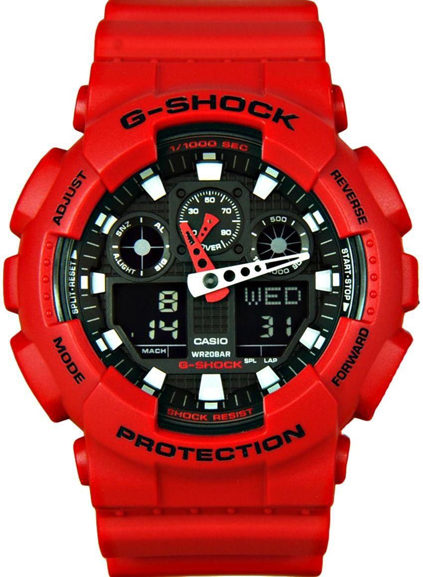 Relógio Casio G-Shock Vermelho Anadigi Masculino GA-100B-4ADR