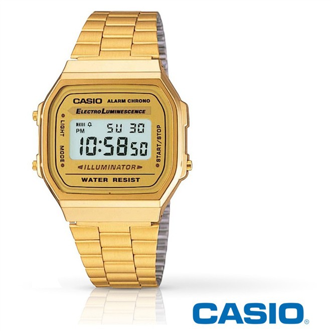 Relógio Casio Vintage Gold Digital Unissex A168WG-9WDF