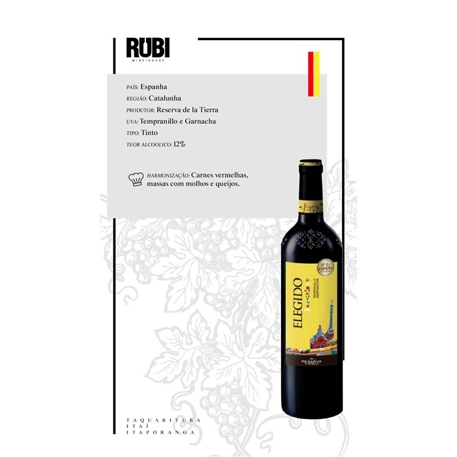 Vinho Tinto Espanhol Elegido Barcelona 750ml