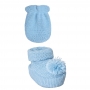 Conjunto Luva e Sapatinho Recém Nascido Tricot Pompom Azul Everly- 2 peças