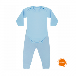 Kit Body + Mijão Térmico Liso Bebê Tecnologia Thermo Dry Azul Everly- 02 peças