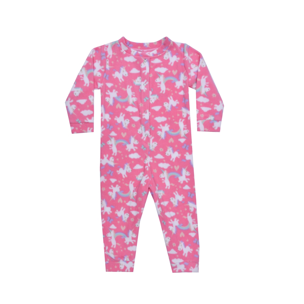 Macacão Pijama Bebê Soft Unicórnios Rosa Everly