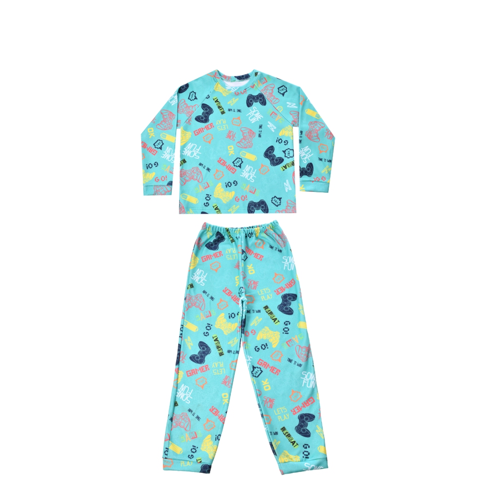 Pijama Infantil Soft Games Verde Everly - 02 peças