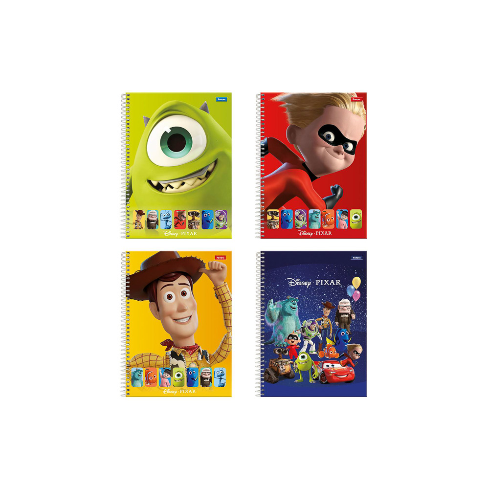 Caderno 10 Matérias Licenciado 160Fls Disney Pixar - 51996