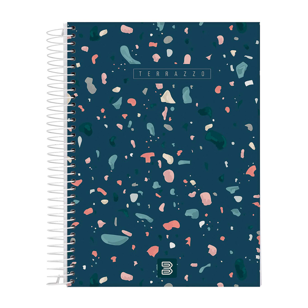 Caderno espiral universitário capa dura 10 matéria 160 folhas terrazzo - 53530