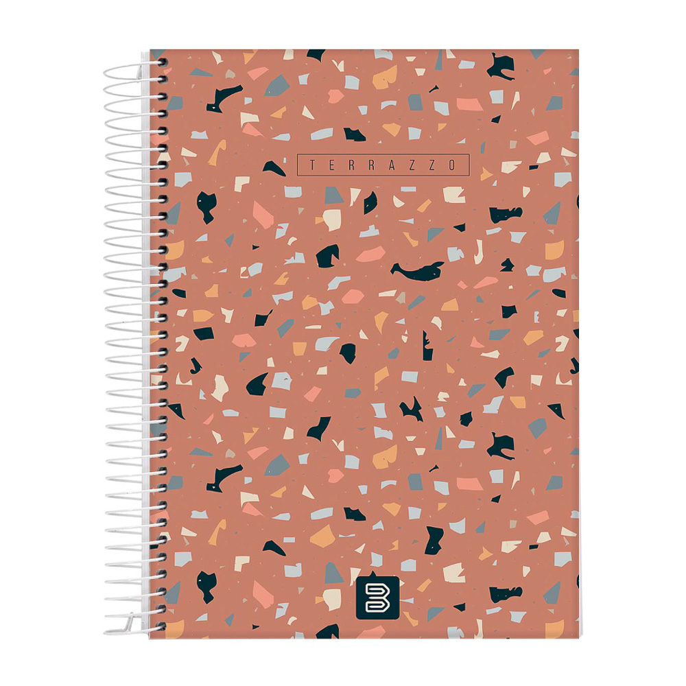 Caderno espiral universitário capa dura 20 matéria 320 folhas terrazzo - 53507