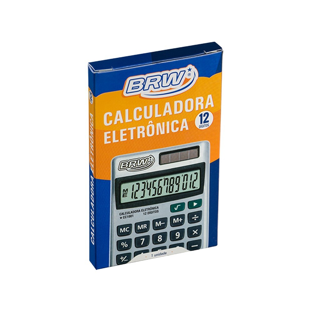 Calculadora Bolso Brw 12 Dígitos Bateria Prata - 55027