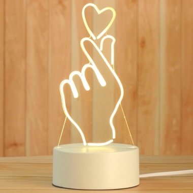 Luminária LED Decorativa Mão com Coração - YINS HOME