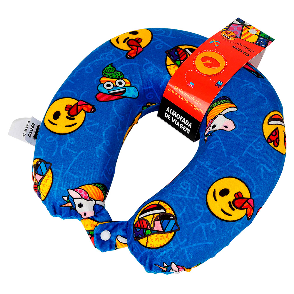 Almofada de Pescoço para Viagem Azul - emoji® by BRITTO®