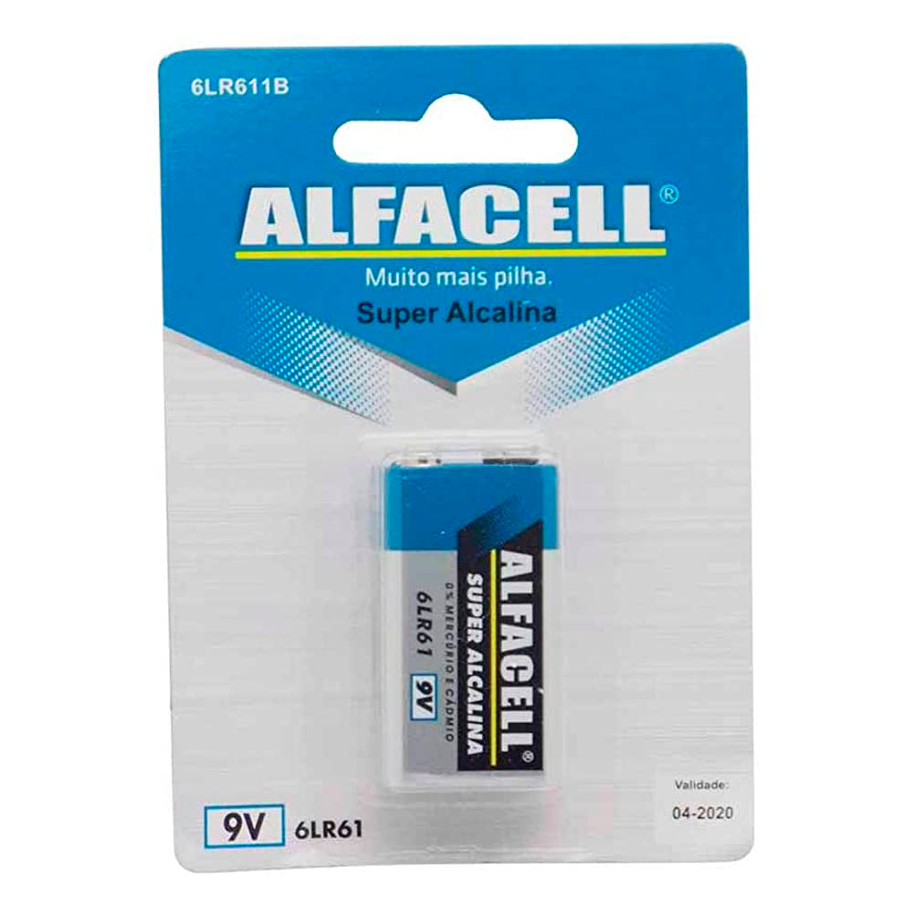 Bateria 9V Alcalina Com 1 Unidade - Alfacell