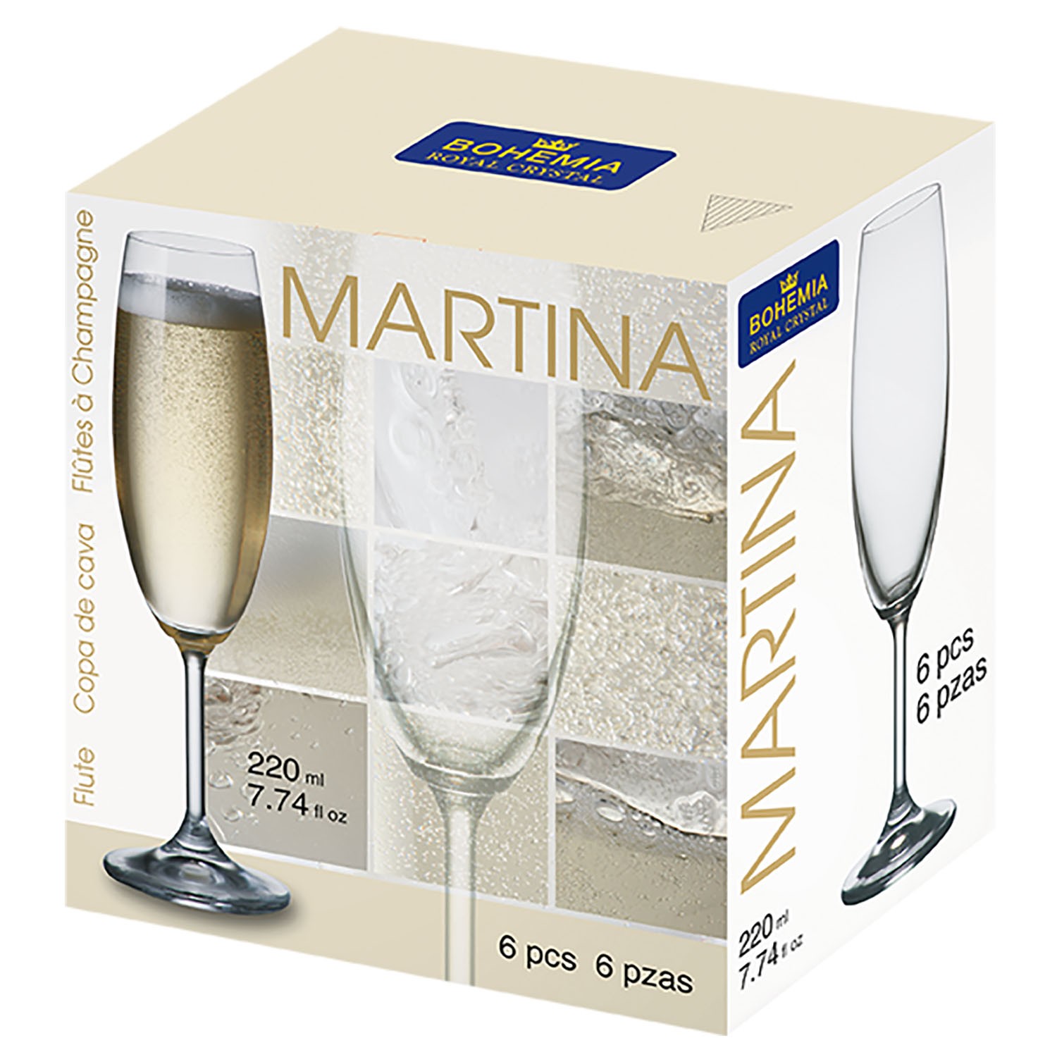 Conjunto 6 Peças De Taça Champagne 220ml Martina - Yin's Home
