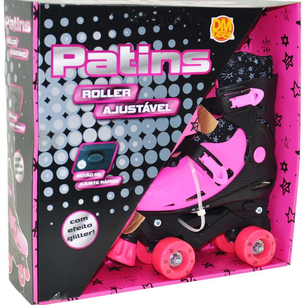 Patins Roller Ajustavel G 37-40 Pink - DM TOYS