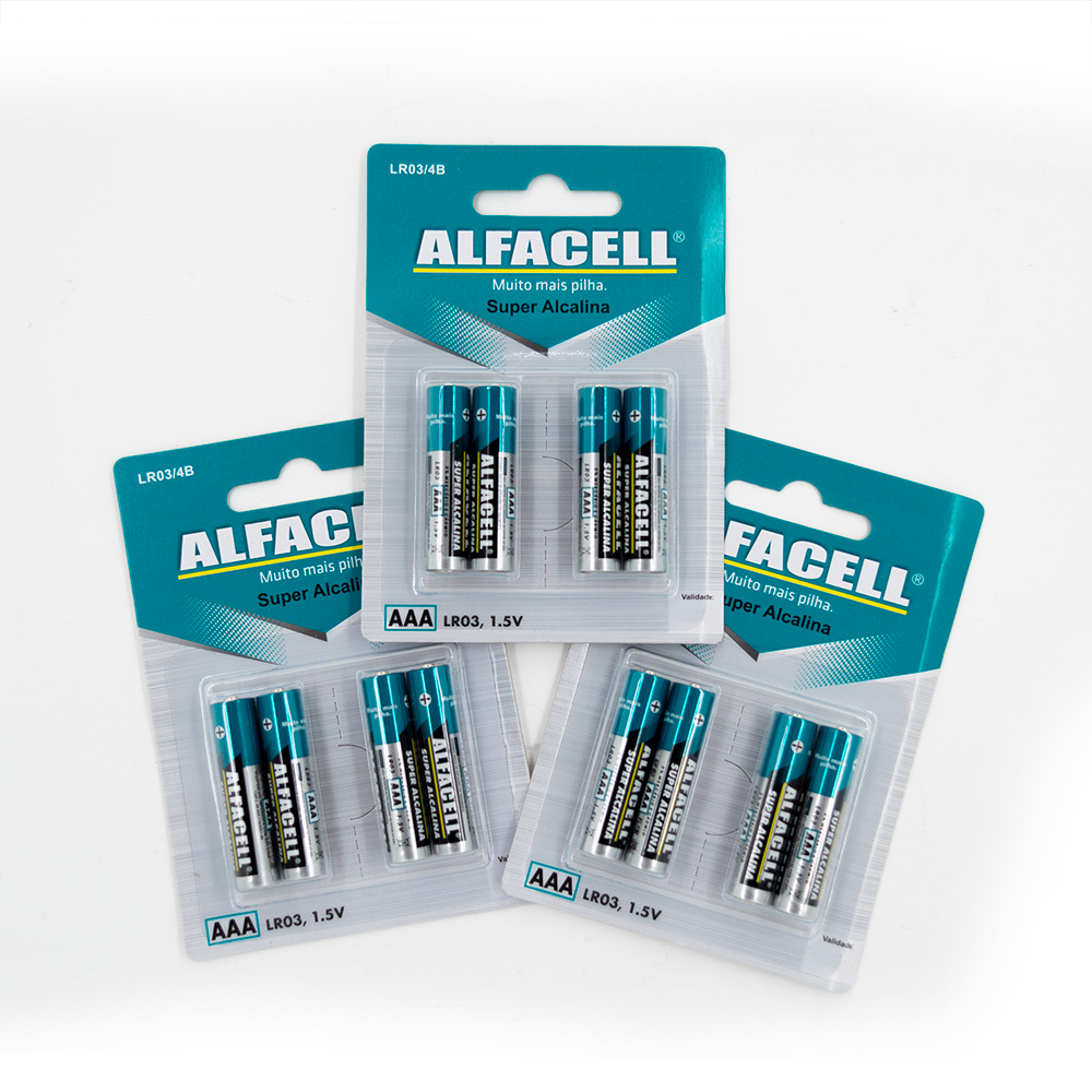 Pilhas AAA Palito Alcalina com 12 Unidades - Alfacell