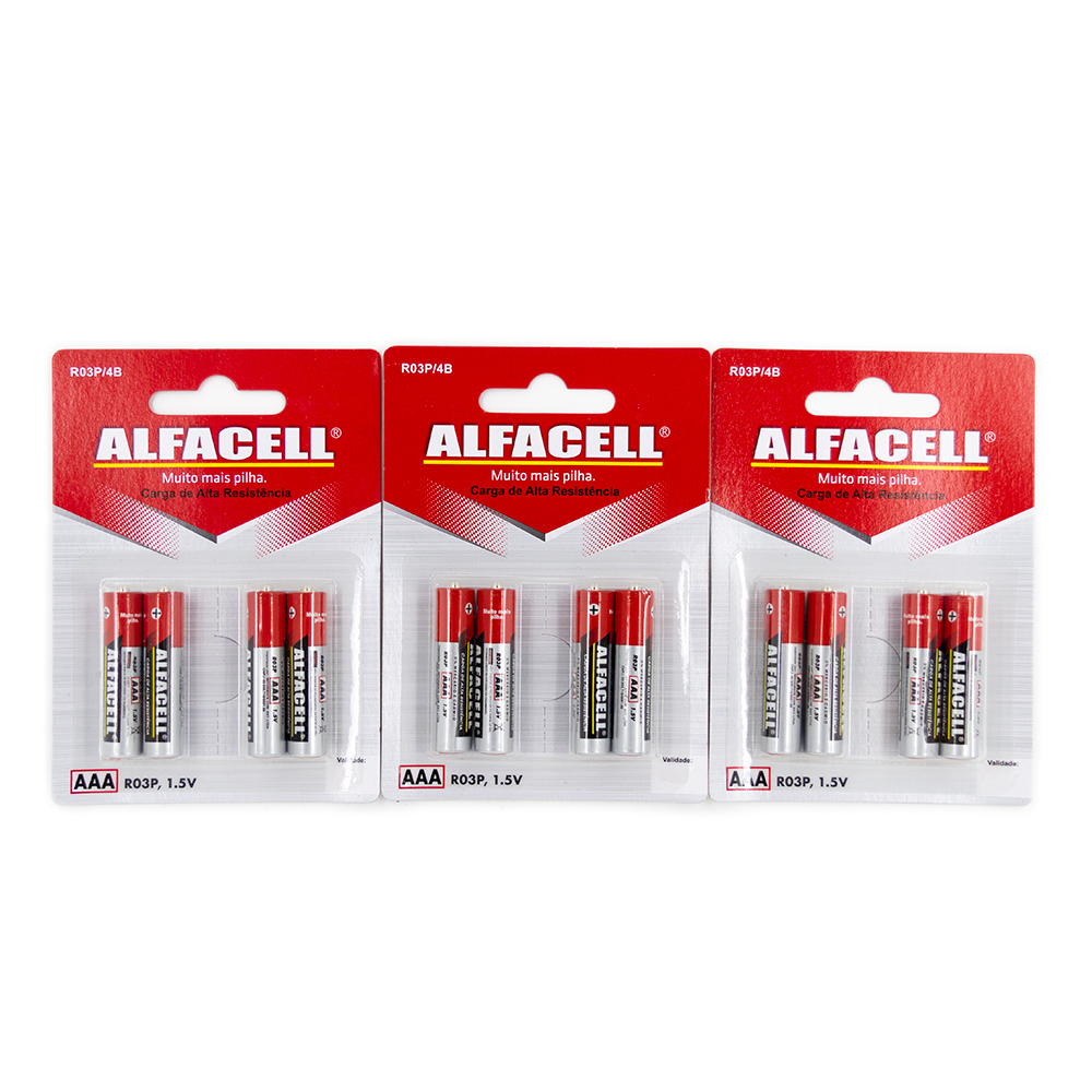 Pilhas AAA Palito com 12 Unidades - Alfacell
