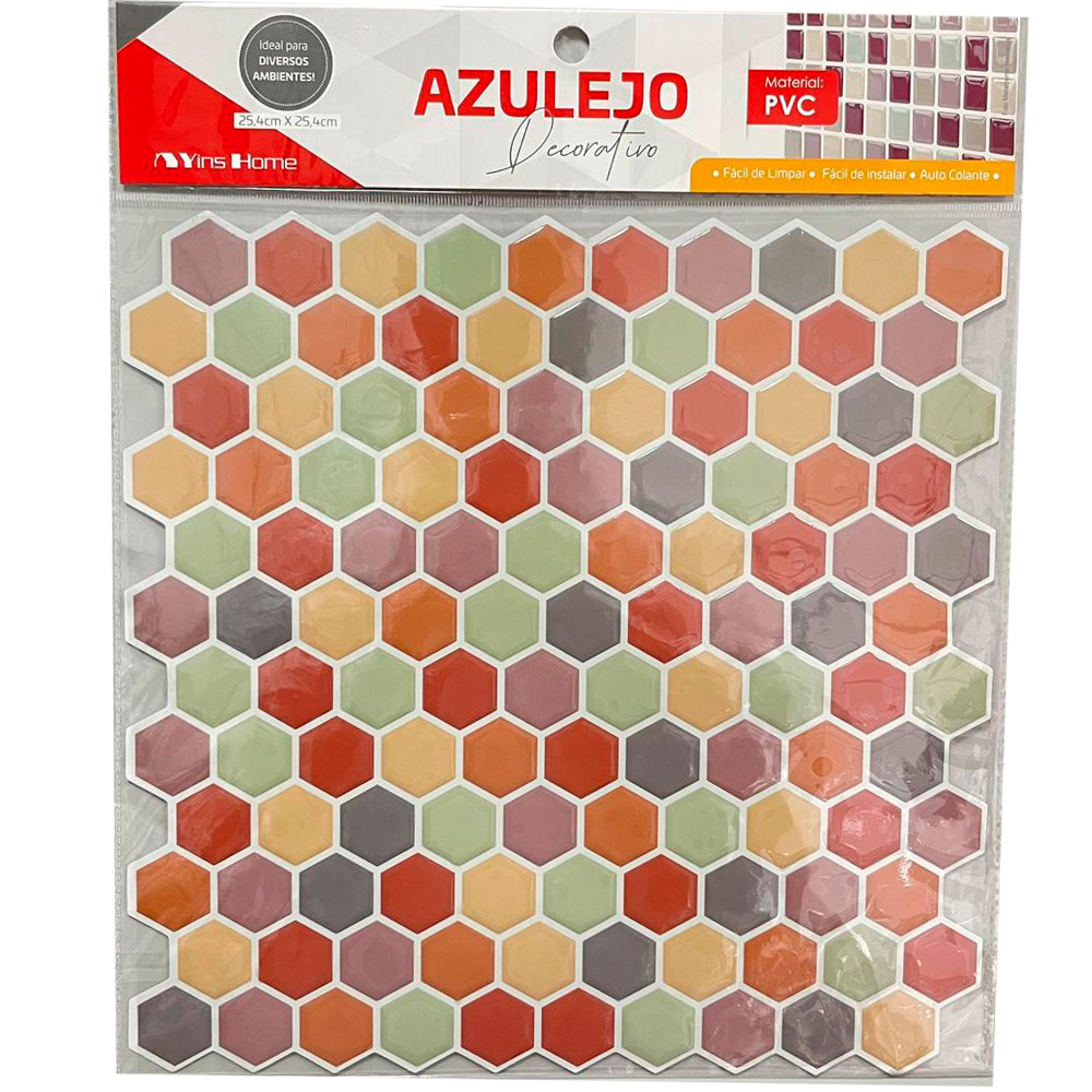 Revestimento Pastilha Adesiva Azulejo 3D  25,4x25,4cm
