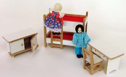 Brinquedo de Madeira Kit de Móveis Miniatura para Casinha de Boneca Quarto das Crianças