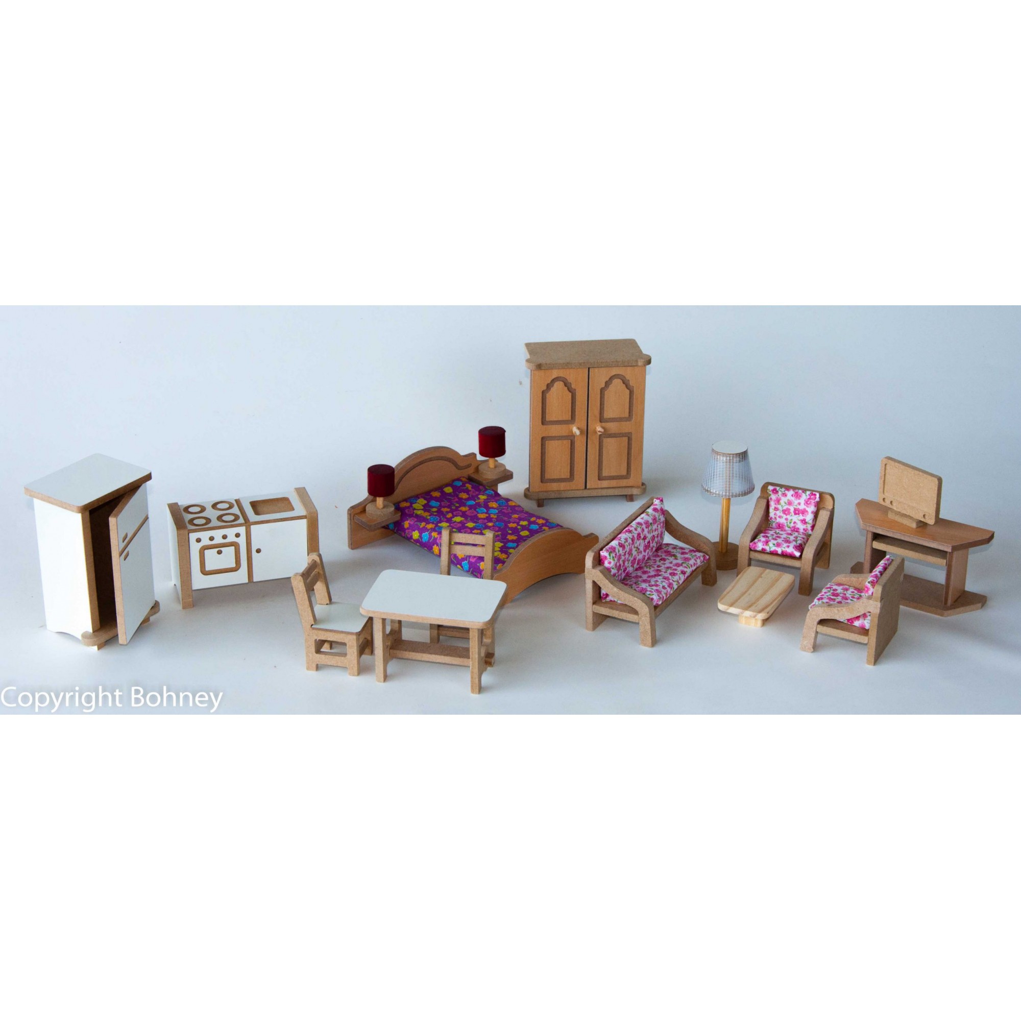 Brinquedo de Madeira Kit Mini Móveis para Casinha de Boneca Standard