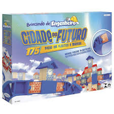 Brinquedo Educativo de Madeira Brincando de Engenheiro Cidade do Futuro Xalingo