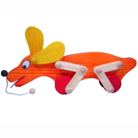 Cachorro Totó Brinquedo de Puxar de Madeira