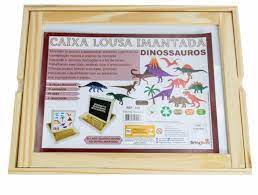 Caixa Lousa Imantada Dinossauros Brinquedo Educativo em madeira