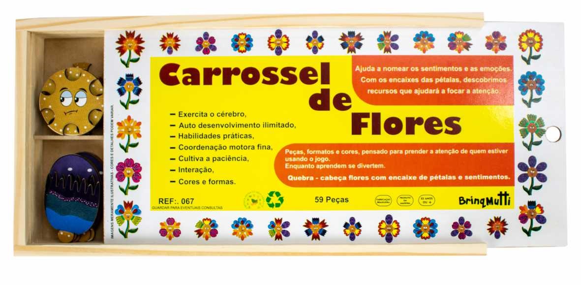 Carrossel de Flores Brinquedo Educativo de Madeira
