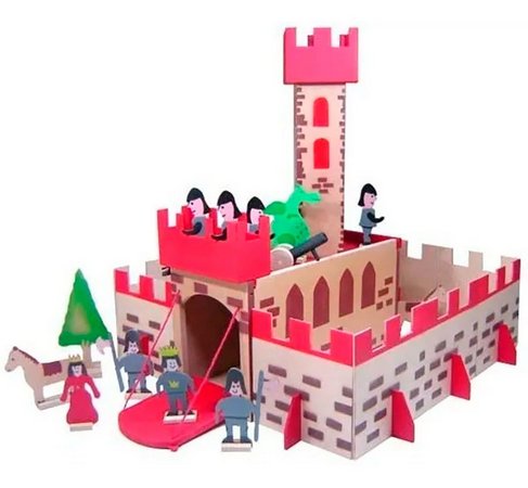 Castelo Medieval Brinquedo de Madeira 