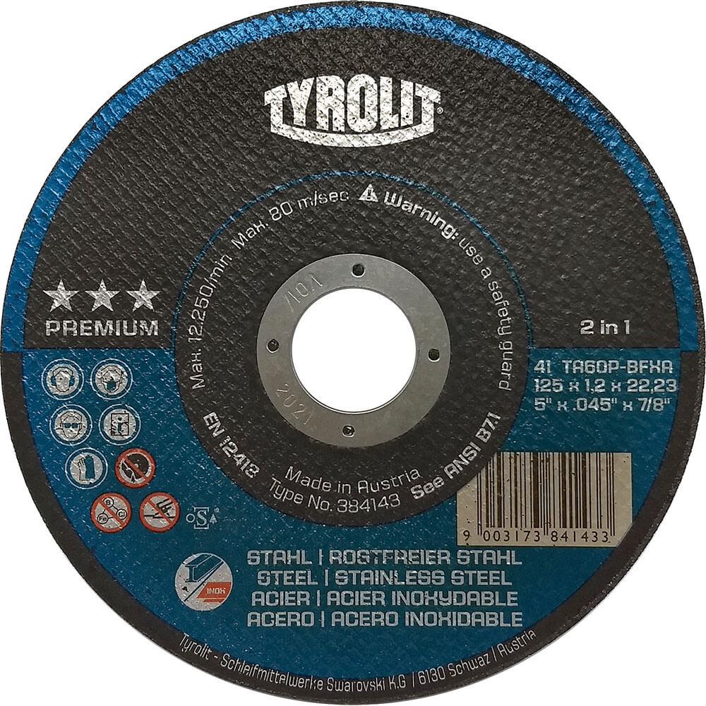 Disco de Corte Fino Tyrolit Premium 2 em 1 5" x 045" x 7/8"