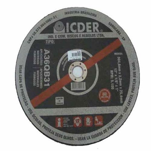 Disco de Corte para Aço Icder 10" x 1/8" x 5/8"