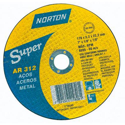 Disco de Corte para Aço Norton Super AR 312 10" x 1/8" x 3/4"